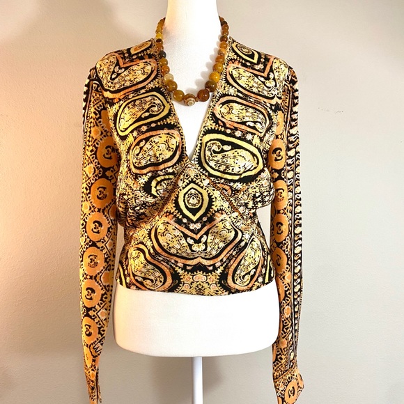 Free People Boho Paisley Crop Top Blouse - Picture 7 of 16